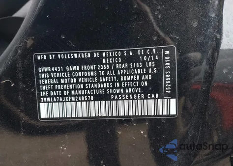 2015 Volkswagen Jetta 2.0L Tdi Sel from USA, damaged, VIN 3VWLA7AJXFM249578